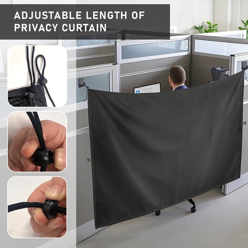 72 * 66IN Office Cubicle Curtain Cubicle Privacy with Self-Adhesive Hook Adjustable Length All-Around Privacy Curtain Door Partition for Workstations Study Room