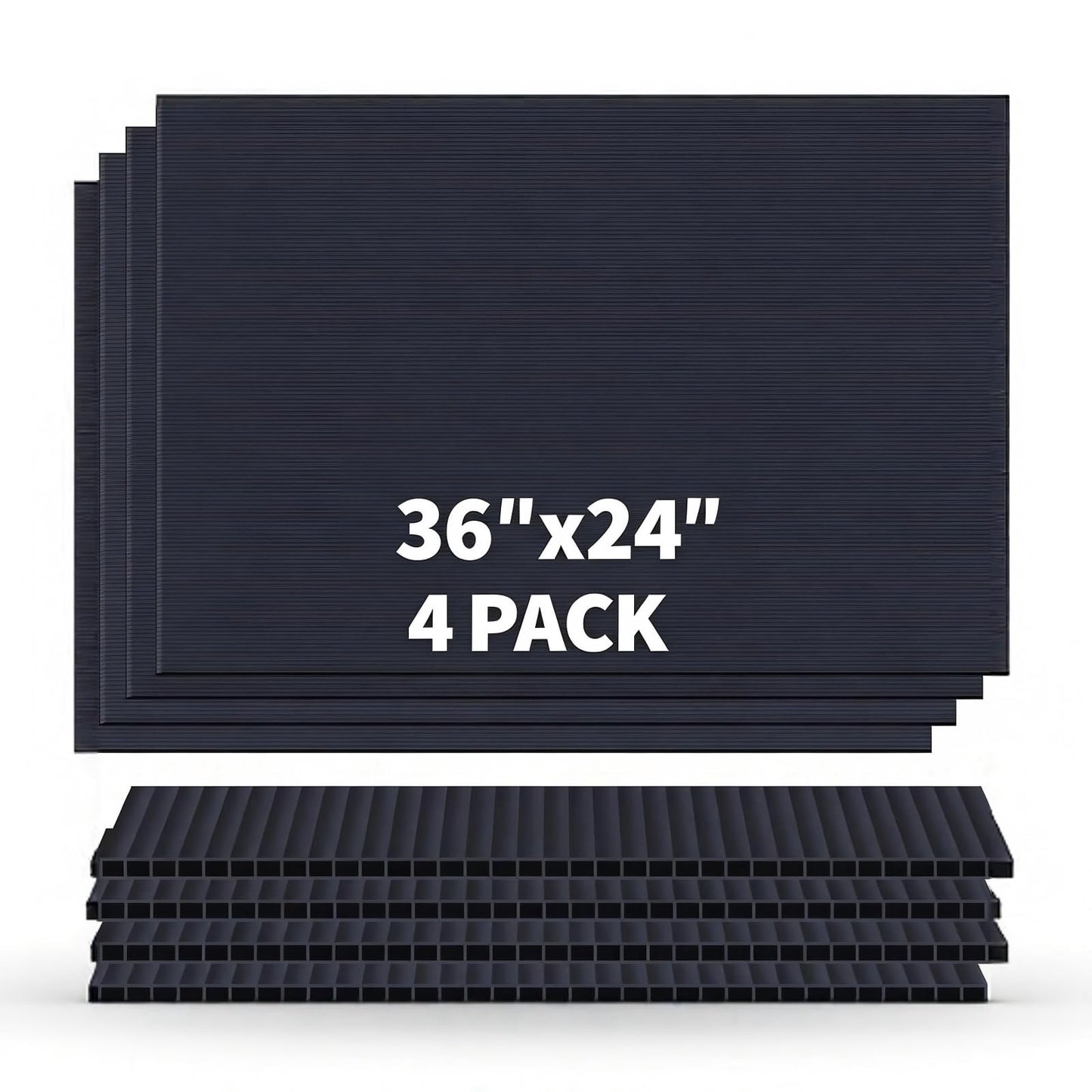 Black Corrugated Plastic Sheets, Thick Blank Poster Board 24x36, Double-Sided Yard Signs for Garage Sale, Yard Sale, Warning, Party Decor & Crafts, 4 Pack