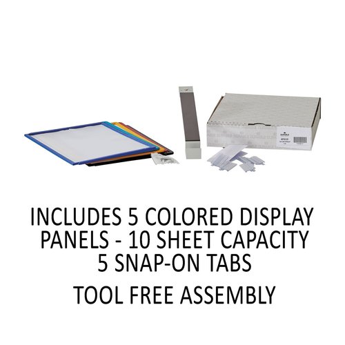 Durable Vario Magnetic Wall Reference System, 5 Panels, 10 Pockets, Assorted Borders