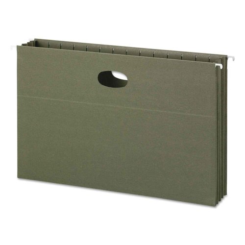 Smead 100% Recycled Hanging Pocket with Full-Height Gusset, 3-1/2" Expansion, Legal Size, Standard Green, 10 per Box (64326)