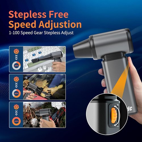 Compressed Air Duster - Stepless Speed Electric Air Blower with Brushless Motor | 120,000 RPM Keyboard Cleaner