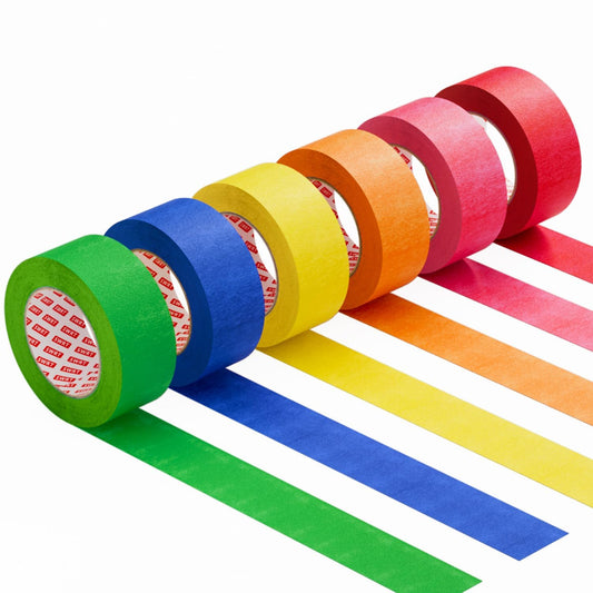 SWRT Colored Masking Tape 6-Pack - 0.7 Inch x 16 Yards | Vibrant Rainbow Painter’s Tape for Crafts & Decorations