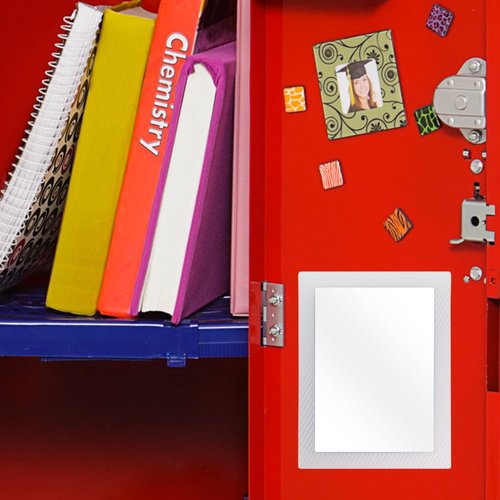 2 Pack Magnetic Locker Mirror for School Locker, Refrigerator, Office Cabinet, 6.3" x 4.8", Locker Accessories Rectangular Mirror (Soft Mint and White)