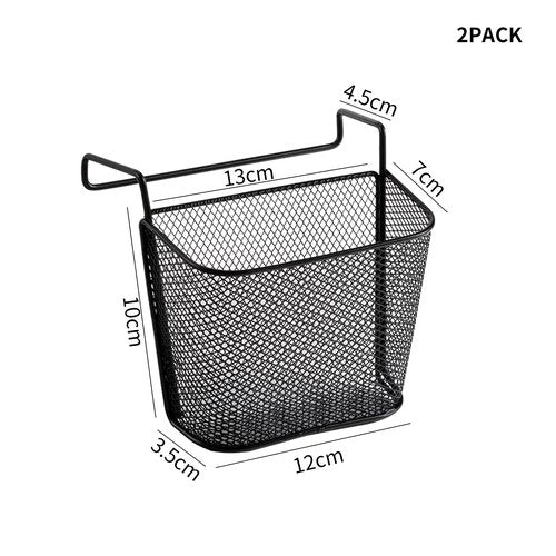 Chris.W 2Pack Office Cubicle Accessories, Black Wire Mesh Hanging Pen Organizer Pencil Holder for Cubicle Partition Home Office, Markers, Glue, Stapler, Memo, Remote Controller Storage Baskets (Black)