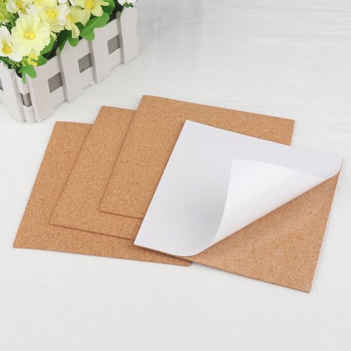 GNIEMCKIN 100 Pack Self Adhesive Cork Squares, 6 x 6 Inches Cork Backing for Coasters, Cork Squares for DIY Crafts and Coasters, Natural Soft Wood with Strong Adhesion Backing, 2 mm Thick