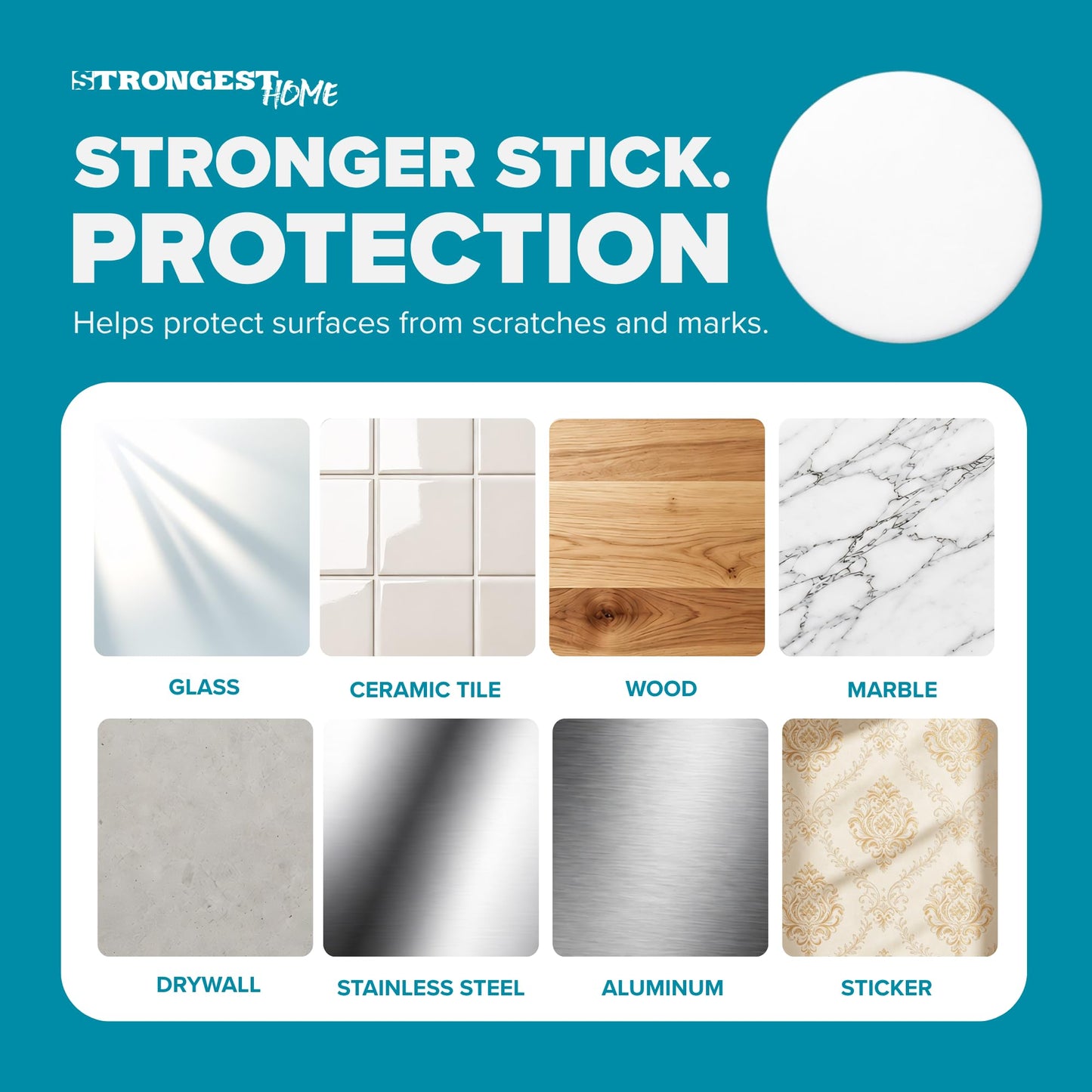 STRONGEST HOME Door Stoppers (Large) 3.15" - Door Stop for Wall with Strong Back Adhesive - Quiet and Shock Absorbent Silicone Wall Protectors from Door Knobs - Protects Every Surface (White | 5 PCS)
