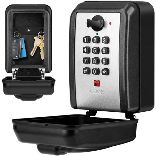 BKNOOU Sturdy Waterproof Key Lock Box for Outside, Large Capacity Wall Mount Lock Box for Keys with Code, 12-Digit Combination Resettable Security Lockbox for Outdoor House Spare Keys, Home, Garage