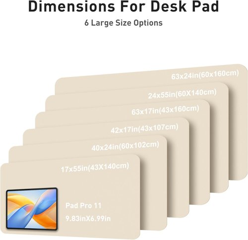 Aothia Faux Leather Desk Mat - Large Non-Slip Mouse Pad with Waterproof Surface | Beige (63" x 17")
