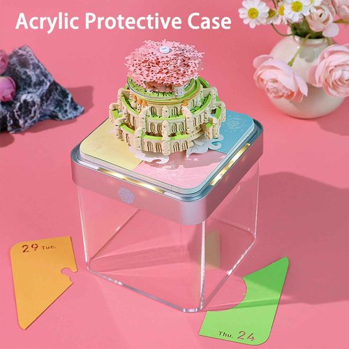 EMANNON Time Piece Calendar 2025, Time Piece Desk Calendar With LED Light, DIY Tear-Away Timepiece Calendar 3D Memo Pad Paper Carving Notepad