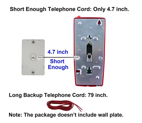 Traditional Red Wall Phones for Landline Mechanical Ringing, Classic 2554 Wall Telephone Ringing Indicator, Retro Wall Phone Hearing Aid, Old Wall Mount Phone for Home,School, Backup Telephone
