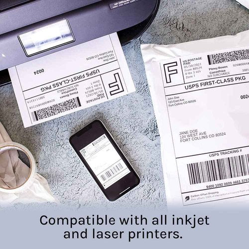 Premium Label Supply White Sticker Full Sheet Shipping Labels – 8.5" x 11" – Laser/Inkjet Compatible – (1 per Sheet), 500 Sheets - Letter Size