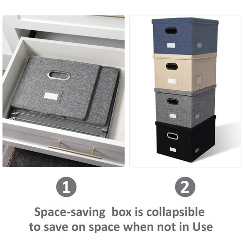DYWMM File Organizer Collapsible Storage Box for Office File Box with Lids Document Organizer for Office and Home Easy Slide Durable Hanging File Box (Gray)