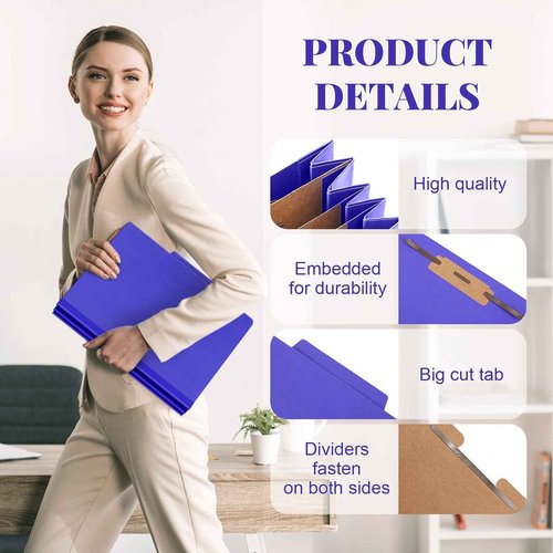 Skyygemm 36 Pcs Classification Folders Letter Size, 3 Divider Pressboard File Folder with Fasteners, Expanding File Organizer Bulk for Teachers, Clergy, Office, Church, Christmas Donations (Purple)