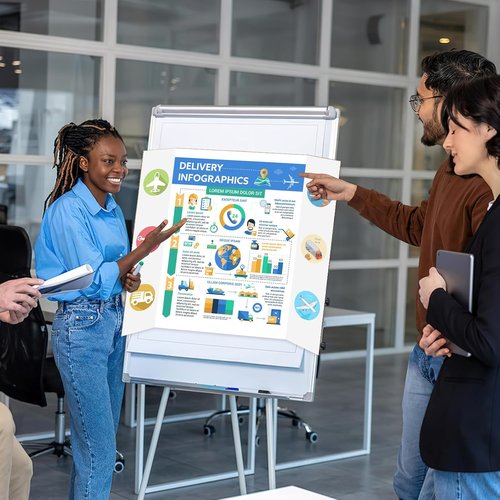 IKAYAS Trifold Poster Board - 48" X 36" White Display Boards for Science Fair & Art Projects