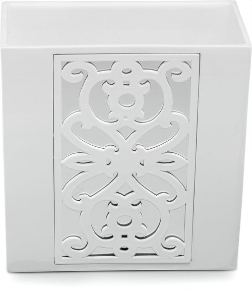 Creative Scents Mirror Janette White Bathroom Trash Can 2.11 Gal / 8L - Decorative Wastebasket - Mirrored Waste Basket for Bathroom, Bedroom, Powder Room Decor