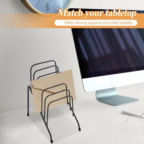 Chivertion 6 Pcs Metal Incline Desk Flip Organizer Rack Small Desktop File Sorter Wire Organizer Vertical Incline File Holder Stand for Mail Paper Book Magazine Filing Office Desk, 6 Sections