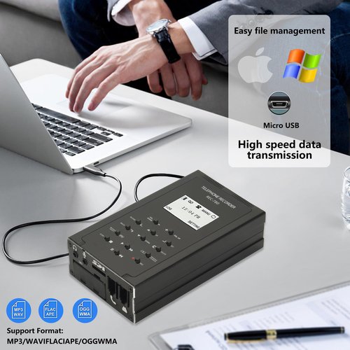 Digital IP/Analog Telephone Recorder with Voice Message & Answering Machine, Remote Access - 32GB Memory, Call ID Stamp - Compatible with Analog & Digital IP Voip Phone Systems