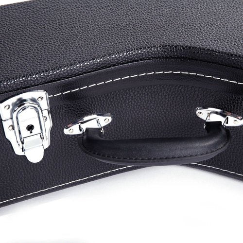 Ktaxon Banjo Hard Case with Micro Groove Pattern Leather, Wooden Banjo Cases Made of PVC, for 5/6 String Full Size Resonant Banjo-Black