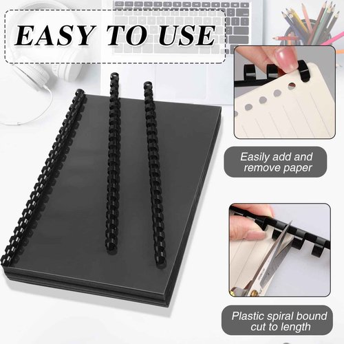 Seajan 250 Pcs Binding Covers and Combs Kit, Binding 8.5 x 11 Inches Paper, 50 Pcs Black Binding Combs 100 Pcs 13mil Black Leather Texture Paper Binding Cover 100 Pcs 8mil Clear Presentation Covers