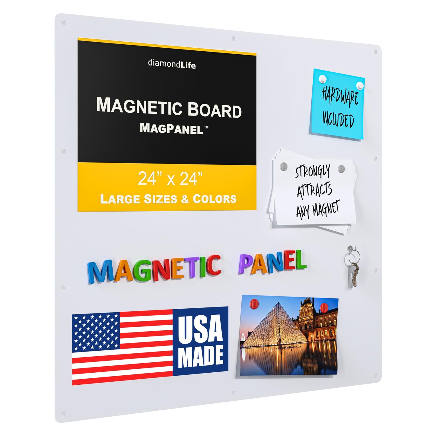 24" x 24" - Magnetic Board - Wall Mounted Dry & Wet Erase Board for Home, Office, and Classroom - Mounting Screws Included