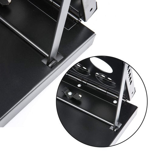 Polmart 4-Tier Brochure Stand. Heavy Literature Display Magazine Rack with Adjustable Pockets. Portable Collapsible Design with Carry Bag for Trade Shows, Offices, Retail Stores (Black)