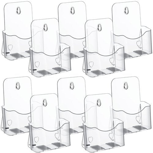 Chinco 10 Pack Acrylic Brochure Holders Bulk 6x8 Inch Commercial Menu Stands, Wall Mountable Display for Restaurants, Wedding, Literature, Pamphlets, Flyers and Trifold Documents