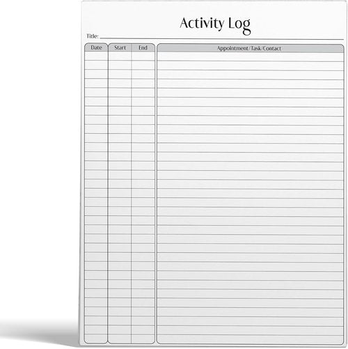 Better Office Products Activity Log Notepad - 8.5" x 11" Daily Planner with 50 Sheets for Productivity Tracking