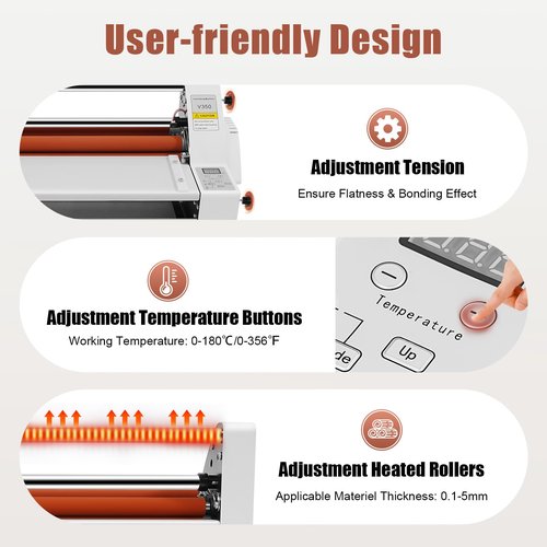 Mejuv Cold Laminator with Hot and Cold Options, Hot and Cold Roll Laminator, 3-in-1 Adjustable Laminating Machine with Digital Temperature Control, Ideal for Home, Office, and Professional Use
