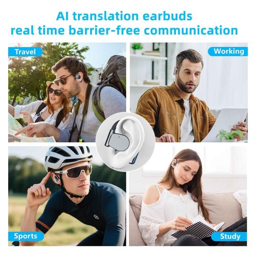 AI Translation Earbuds Real Time 164 Languages Translator Earbud 3 in-1 Bluetooth 5.4 Audifonos Traductores Inglés Español Translating Device for Travel Business Leaning iOS & Android Compatible