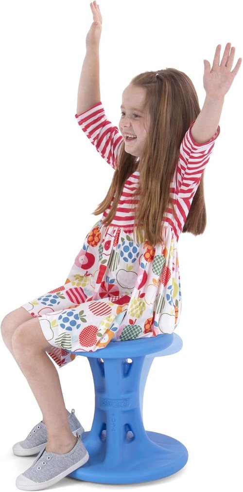 Simplay3 14" Play Around Wiggle Chairs - 2-Pack Kids Wobble Stools for Ages 5-8 | Blue, Made in USA