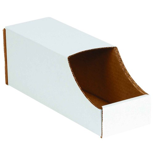 Partners Brand PBINB412 Stackable Bin Boxes, 4" x 12" x 4 1/2", Oyster White (Pack of 50)