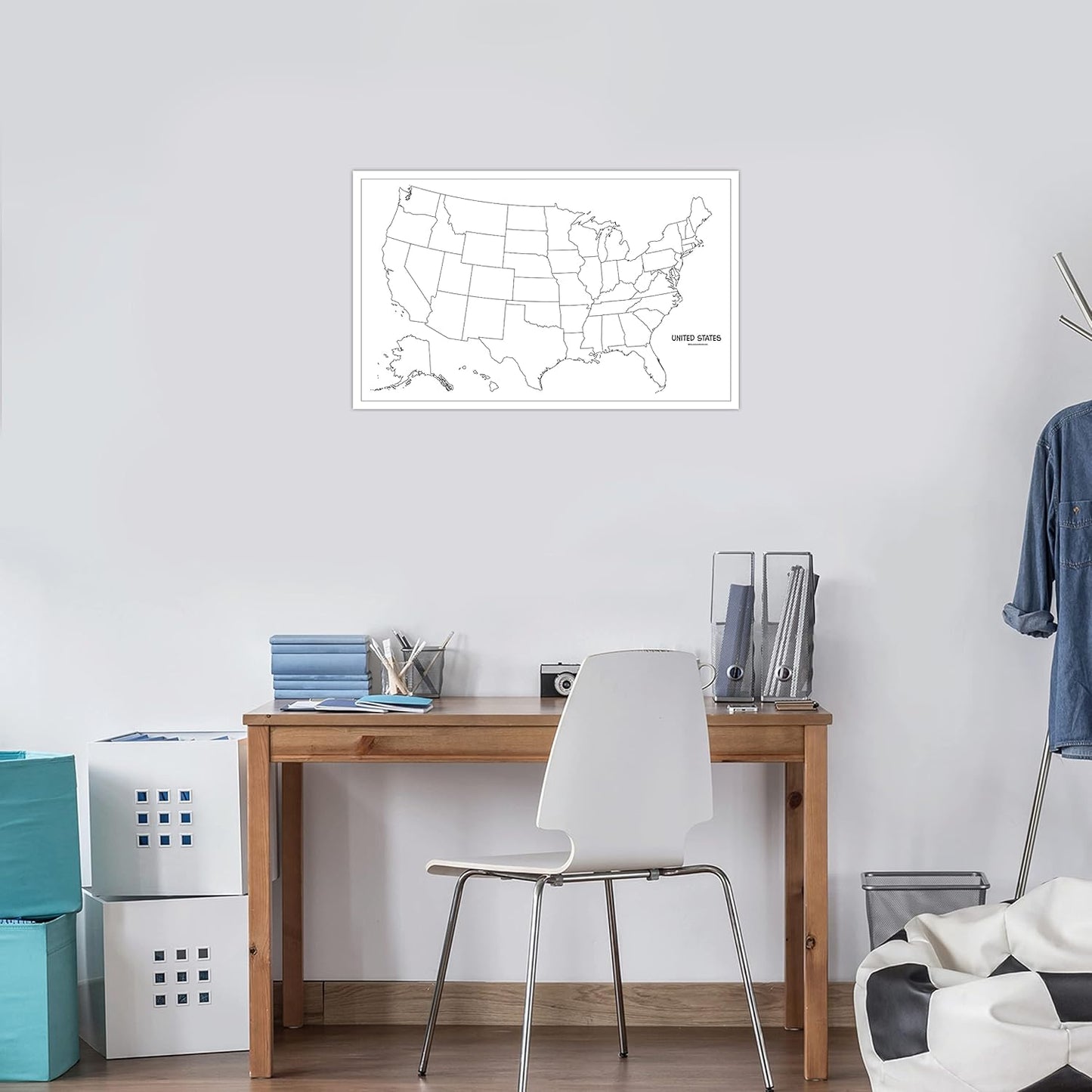 USA & World Map Blank Outline Posters by [Brand Name] - Laminated, 18" x 29" for Kids | Simplified USA Map