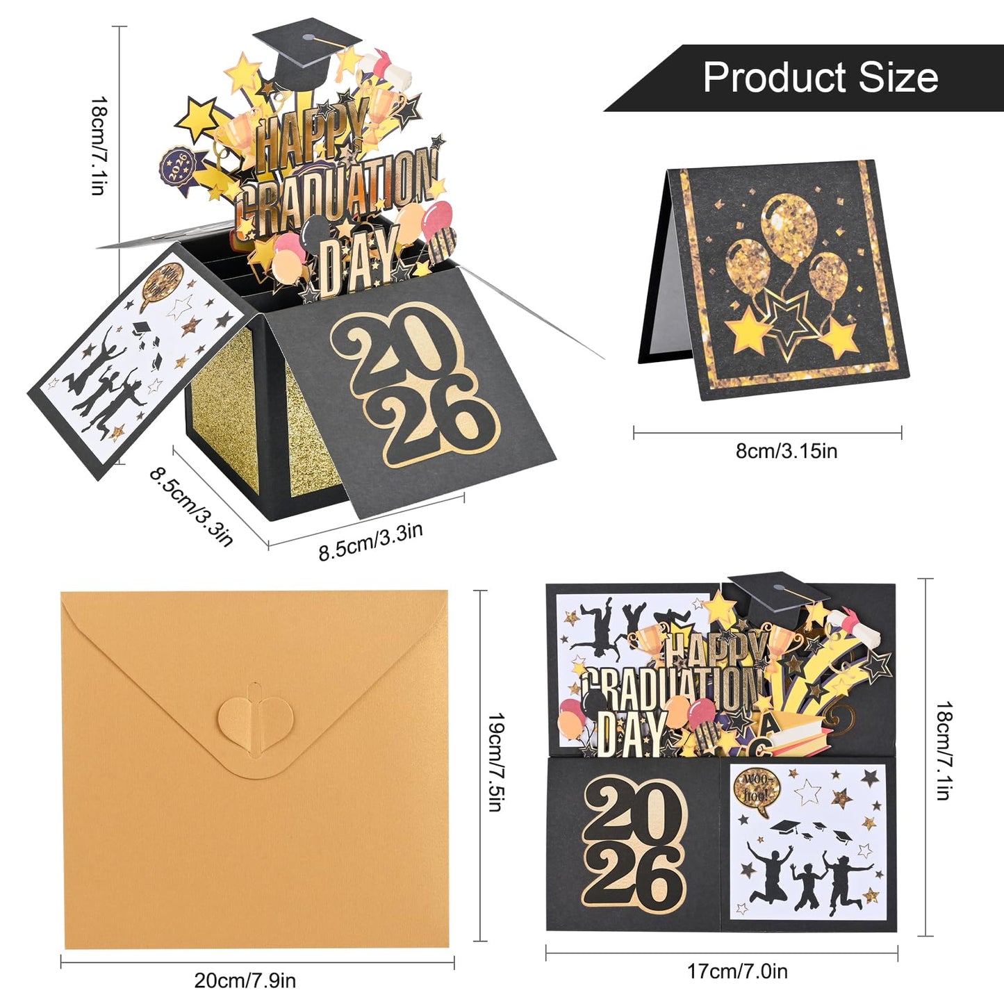 POPGIFTU Graduation Pop Up Card 2026 – 3D Happy Graduation Card with Envelope, Congrats Grad Cards for High School or College Graduate, Money & Gift Card Holder