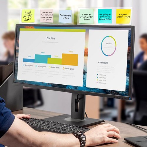 FaitAtten 2-Pack Frameless Monitor Sticky Note Boards - Screen Memo Board for Edgeless Monitors, Decorative Computer Transparent Side Panels, Home Office Computer Memo Holder