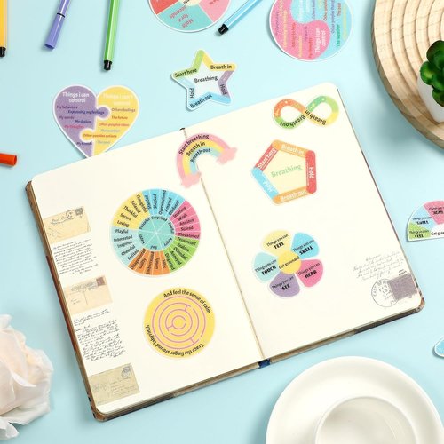 Breath Calm | 48 Pcs Reusable Mindfulness Sensory Stickers - Calming Adhesive Strips for Anxiety Relief