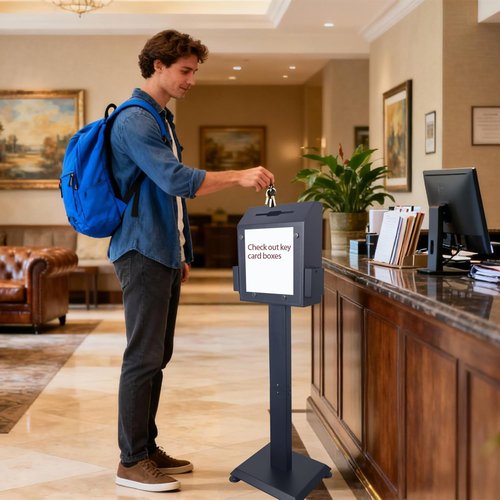 Heavy Duty Metal Suggestion Box - Locking Floor Standing Donation & Ballot Box | Secure Design with Sign Holder