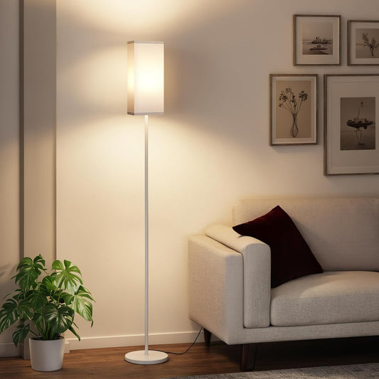 WCW Modern Floor Lamp - Minimalist Standing Lamp with Foot Switch - White, ETL Listed for Living Room & Bedroom