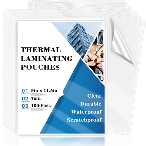 100 Pack 9x11.5inch 7mil Letter Size Laminating Sheets Thermal Laminating Pouches Paper Laminator Sheets File Card Laminator Pouches 8.5x11inch for Permits Cards File Photos (100, 9"x11.5"-7mil)