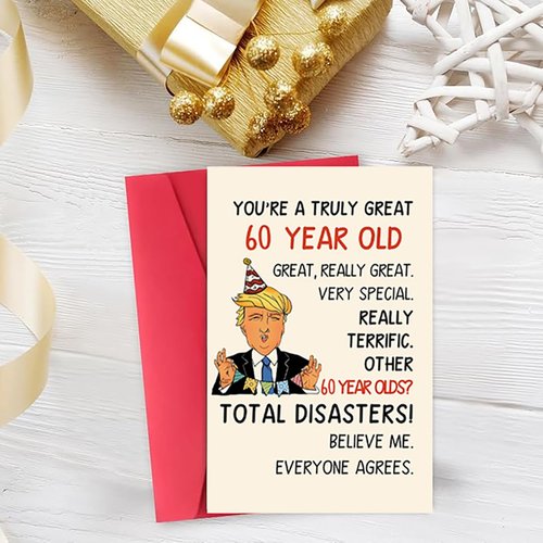 Funny Trump 60th Birthday Card, Naughty Donald 60th Birthday Gifts Cards for Men Women, Great 60 Year Old Birthday Gifts for Him Her, Unique 60th Bday Decorations Ideas