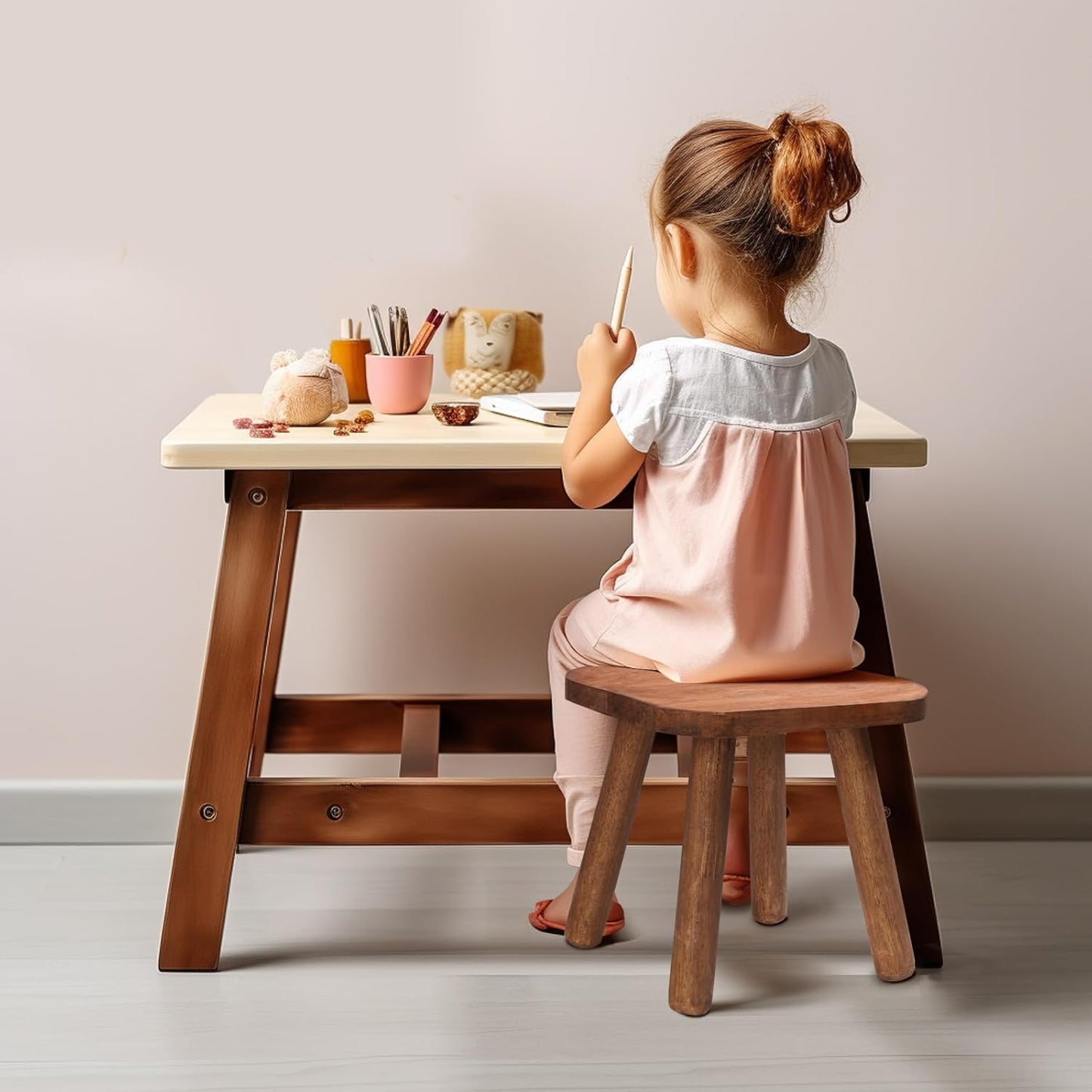 Skiennix Wooden Step Stool - Versatile Adult & Toddler Stool with Detachable Legs | Classic 9.3 Inch