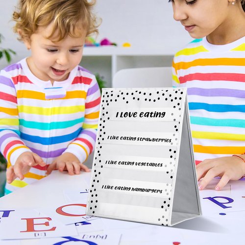Epakh Polka Dots Tabletop Pocket Chart for Classroom 17 x 13 in Desktop Stand Pocket Chart Double Sided and Self-Standing for Teacher Aids in Teaching