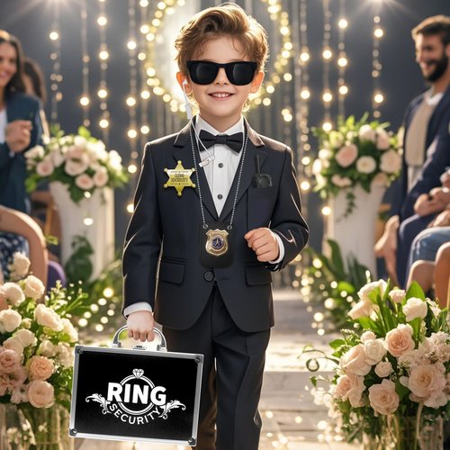 ForFine Ring Security Wedding Ring Bearer Gifts Box Case Briefcase Include Police Officer Badge, Sunglass, Badge, Spy Earpiece, Intercom, Handcuffs