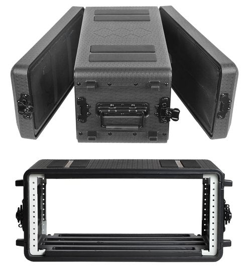 ROOMEDAL 4U Rack Case Shallow 12" Depth, 19" Rackmount Flight Cases, Durable HDPE Watertight Dust-Proof 4U Shock Mount Racks with Microphone Compartments