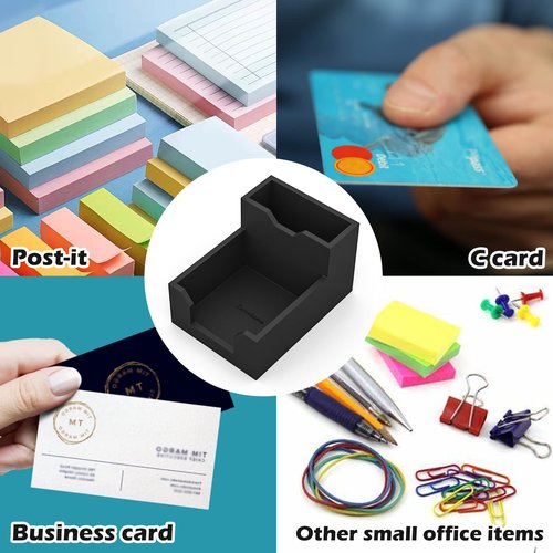 Kamehame Black Sticky Note Holder, Silicone Memo Holder with Pen or Card Slots, Sticky Note Dispenser, Fits 3x3 Inches Sticky Notes