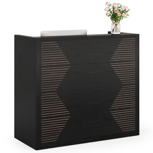 Tribesigns Reception Desk, Modern Front Desk with Counter, 47 Inch Small Retail Counter for Checkout, Lobby, Salon, Small Office, Reception Area (Black, 47.2" W x 19.7" D x 43.3" H)