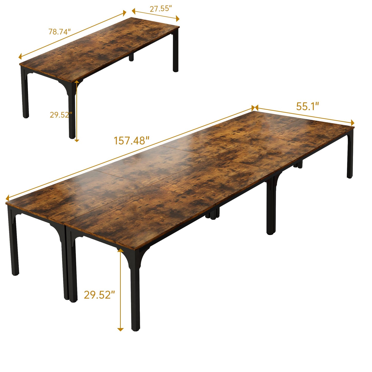 Trggivs 6.56 FT Conference Table, Super Sturdy Large Rectangle Meeting Seminar Table for 8 Person, Long Business Tables (Brown, 1PC)