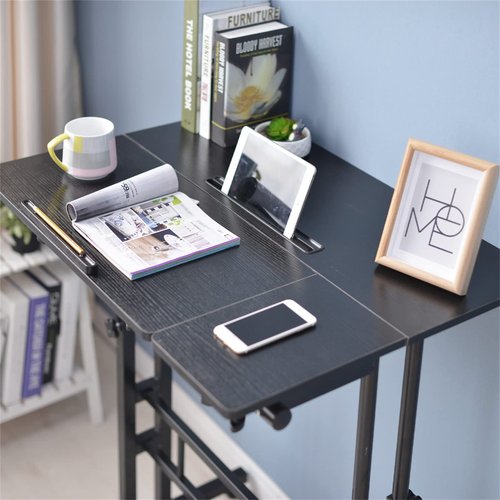 soges 31.5inches Height Adjustable Desk Laptop Desk on The Wheels, Rolling Stand Up Desk Computer Desk Adjustable Standing Desk Sit and Stand Desk Portable Laptop Table, Black