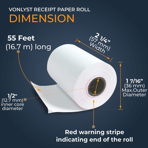 Vonlyst Receipt Paper Roll for Square Terminal Credit Card Machine (50 rolls)