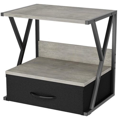 aboxoo Printer Stand for Desk with Storage Drawer, 2 Tier Desktop Or Under Desk Shelf, Multi-Purpose Desks Organizer for Home Office, fit Fax Machine/3D Printer/Scanner, Grey