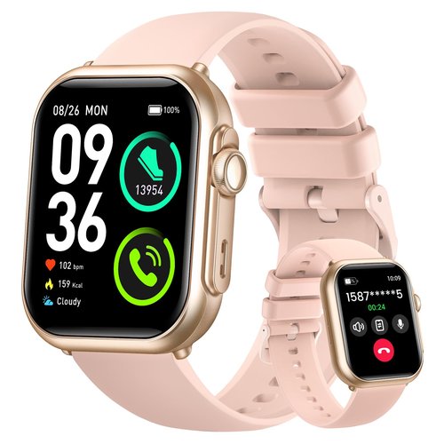 Health & Fitness Trackers for Women Men: 100 Day Battery Life Activity Tracker with Answer/Make Call Blood Pressure SpO2 Sleep Heart Rate Monitor 120+ Sports 5ATM Smart Watch for iPhone Android Pink
